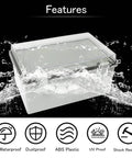 IP65 Waterproof Junction Box Enclosure with Hinged Clear Cover, ABS Plastic, 11.4 x 7.5 x 5.5 inches, splashproof design