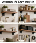 Shelf Bracket Beefy Heavy Duty L Bracket White 39cm with Screws in bathroom, kitchen, living room, and garage setups.