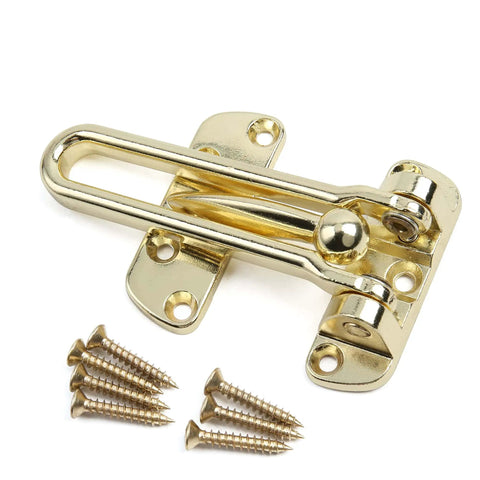 Heavy Duty Swing Bar Door Lock For Front And Interior Doors Home Security Anti Theft Door Guard Latch gold finish with screws