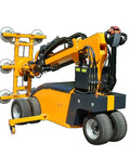 Heavy Duty Electric Vacuum Lifter Featuring Dual Mobile Suction Cups For Glass Granite Marble Slabs And Plywood Sheets, side view.
