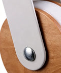 Close-up of Heavy Duty Casters 4 Pieces M8 Threaded Heavy Duty Silent Replacements with wooden wheel and metal pin.