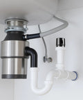 Four Pack 1-1/2 Inch Npt Threaded Abs In Line Valve Vents Rv Camper Kick Out Bad Sewer Gas Odors Spring Loaded Exhaust Plumbing Accessory Set mounted under a sink with black and white plumbing fittings.
