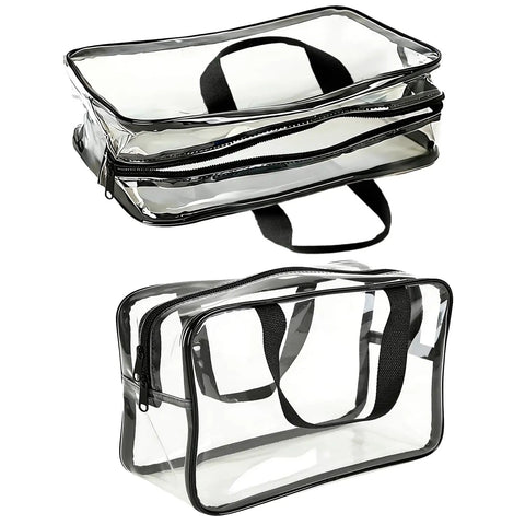 6 Pack Large Clear Toy Storage Bags With Double Zippers Travel Organizer Pouch Waterproof PVC With Handles