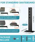 Skateboard Wall Mount Shelves 4 Pack Black Floating Brackets For Deck And Longboard Display with installation guide