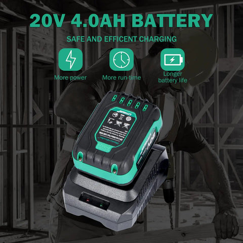 Cordless SDS Plus Brushless Rotary Hammer Drill 20V With Two Point Two Joules Power Four Modes Variable Speed One Half Inch Chuck Four Point Zero Ah Battery And Fast Charger For Heavy Duty Masonry Workhorse