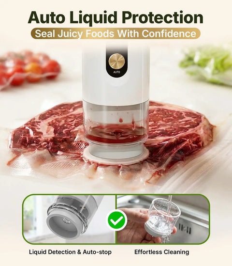 Handheld Food Vacuum Sealer Cordless Compact Sealer With 30 Reusable Bags Keeps Food Fresher Longer Quickly Removes Air over raw meat