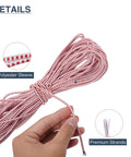 Close-up of red and white polyester Beefed Up Heavy Duty Tent Pole Shock Cord 3/32 Inch 60 Ft Replacement Elastic Bungee Cord