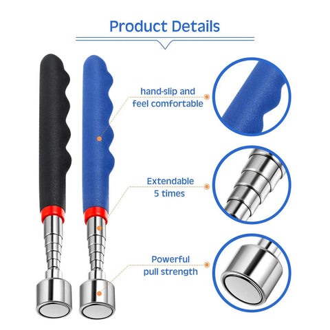 Telescoping Magnetic Pickup Tool 20 Lb Magnet 30 Inch Extendable Reach Heavy Duty Grabber with Cushioned Grip Handle
