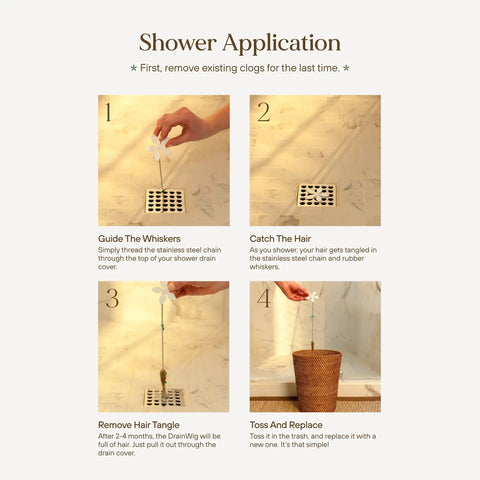Step-by-step guide for using Shower Drain Hair Catcher Disposable Hair Trap For Easy Installation In Shower Drain Cover Prevents Clogs White Flower 2 Pack As Seen On Shark Tank No Mess Design For Easy Maintenance.