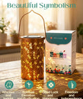 Dragonfly Solar Lantern Outdoor Decor For Patio And Garden, Waterproof Metal Hanging Light With LED Warm Glow, 1 Pack on table
