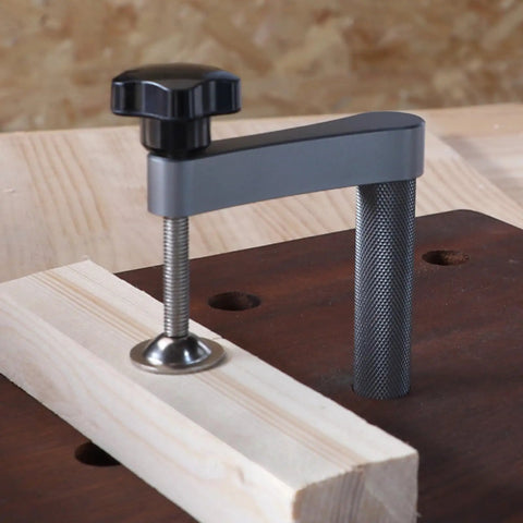Goat Grade Bench Clamps Set For Woodworking Crews Adjustable Quick Release Dog Hole Tabletop Vise Grip clamping wood.