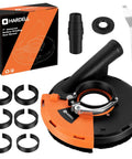 7 Inch Dust Shroud For Angle Grinder Heavy Duty Surface Grinding Dust Capture, with accessories and packaging box.