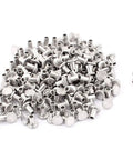 200 Piece M4 X 6Mm Aluminum Flat Head Semi Tubular Rivets In Silver Tone for DIY metal projects laid out in a pile.