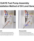 Electric Fuel Pump Module Assembly With Sending Unit For Toyota Camry 2007-2011 installation guide showing oil level sensor install and disassemble steps.
