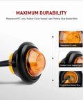 10-Pack Compact 3/4 Inch Round Clearance LED Marker Lights Kit For Truck, RV, Car, Bus, Trailer, And Boat Amber 12V waterproof design