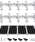 Heavy Duty Roof Solar Panel Mounting Bracket Kit For 1 To 4 Panels With Ten 6 Inch Rails And Four Water Drain Clips