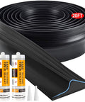 Universal Garage Door Threshold Seal Strip Kit 20ft, Bottom Waterproof Rubber Weather Stripping Replacement, Black With Dual Adhesives shown with sealant tubes