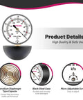 GOATACURA vacuum suction gauge on black base, white dial with 0–160 inches of water, 2.5-inch dial