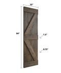DIY Knotty Pine Wood Double Sliding Barn Door With Hardware Kit For 60 X 84 Inch Opening Aged Barrel Finish close-up view