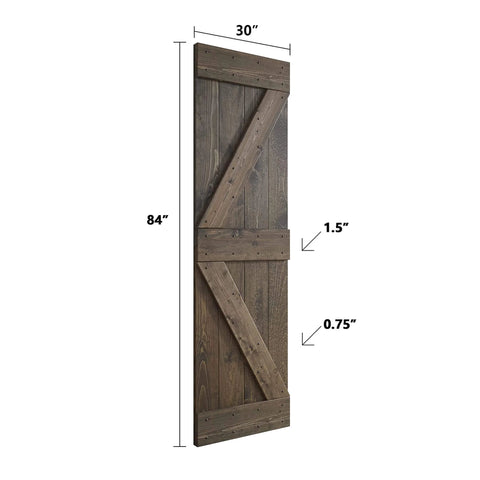 DIY Knotty Pine Wood Double Sliding Barn Door With Hardware Kit For 60 X 84 Inch Opening Aged Barrel Finish close-up view