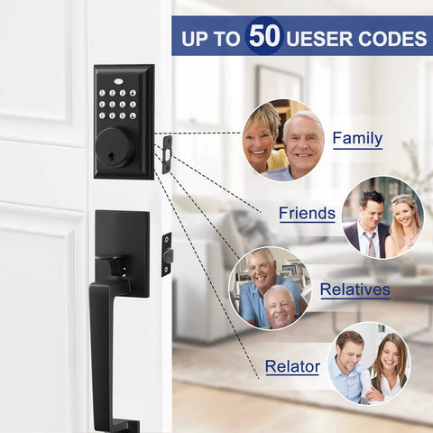 Keyless Front Door Lock Set With Rectangle Keypad Deadbolt And Brushed Nickel Handle For Easy Front Door Entry No More Keys When Your Hands Are Full Smart Lock System Silver Finish