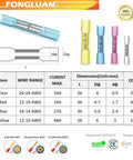 110 Piece Heat Shrink Butt Connectors Kit For 26 To 10 Gauge Wire With Solder Seal Waterproof Insulated Quick Splice Terminals chart