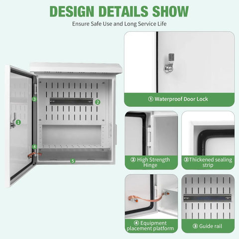 Interior view of Badass Outdoor Electrical Box With Heavy Duty Cooling Fan And Smart Ventilation Design IP65 Waterproof Street Light Cabinet showing design details.
