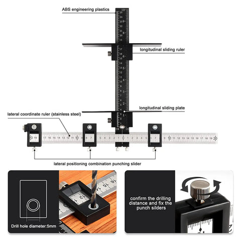 Cabinet Hardware Jig Tool Adjustable Punch Locator Aluminum Drill Template Guide For Wood Doors And Drawers Install Handles Knobs