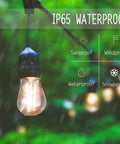 96 Ft Outdoor String Lights Dual Pack 48 Ft Each With 32 LED S14 Bulbs 2W IP65 Waterproof Patio Cafe Market Lighting ETL Listed