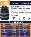 High Visibility Safety Vest With Six Front Pockets Two Mic Clip Holders And One D Ring Reflective Mesh For Breathable chart