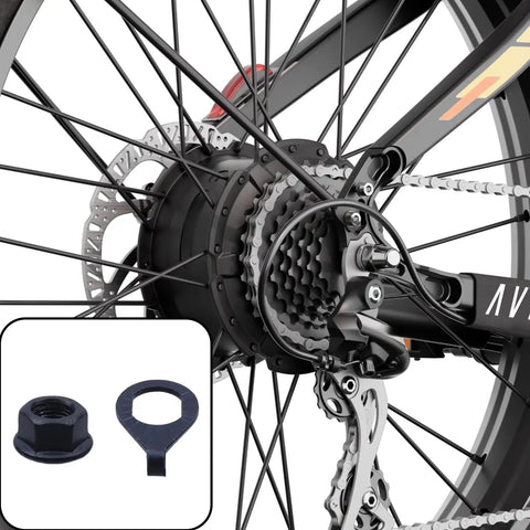 Three Eighth Inch Black Flange Bicycle Hub Nut Kit With Front And Rear Safety Washers for mountain bike axles shown