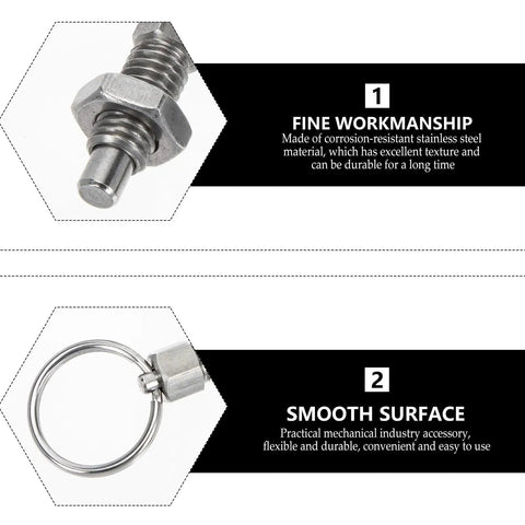 Rock Solid Stainless Steel Spring Loaded Pull Ring Indexing Plunger Knobs Pair showing smooth surface and fine workmanship features.