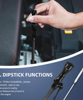Flexible 21.79 Inch Oil Dipstick For LS Truck Engines Black Housing with Quart and Liter Markings in engine bay