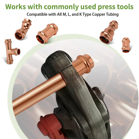 10 Pack Three Quarters Inch Copper Press Coupling With Stop Easy Install ProPress Fitting Seven Eighths Inch OD Heavy Duty Copper Coupler For Type M L K Pipes Water Supply HVAC Compatible With Hydraulic Press Tools, pressing copper pipe