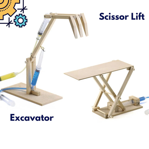 Hydraulics 4 In 1 STEM Kit For Kids 8 Plus Build Scissor Lift Platform Lifter Crane And Excavator Arm Powered By Water Educational Wooden DIY Science Toy That Makes Learning Physics And Mechanics Hands On And Kid Friendly Fun
