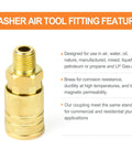 GASHER 1/4-in. male air coupler, brass with knurled grip for quick-connect fittings