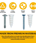 244 Piece Self Drilling Screws And Drywall Anchors Kit For Drywall Wood And Metal Surfaces Self Tapping Design No Pilot Holes Needed