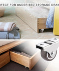 4 Pcs Mini Rigid Caster Wheels 1 Inch Low Profile Rubber Rolling Wheels With Steel Top Plate Non Swivel For Furniture