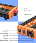 2000 Watt Pure Sine Wave Car Inverter 12V DC To 120V AC With 4000 Watt Peak Power, dual AC outlets and USB port