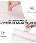 Durable PU Leather Desk Pad Protector Non Slip Desk Pad Large 23.6 By 13.7 Inches Easy Clean Writing Surface
