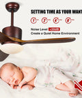 48 Inch Wood Ceiling Fan With Lights And Remote Three Carved Wood Blades Quiet Reversible Motor Oil Rubbed Bronze Damp Rated For Indoor And Outdoor Use Ideal Bedroom Or Living Room Cooling Solution with sleeping baby