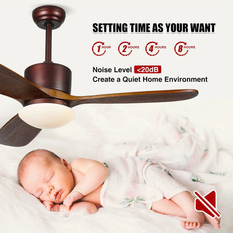 48 Inch Wood Ceiling Fan With Lights And Remote Three Carved Wood Blades Quiet Reversible Motor Oil Rubbed Bronze Damp Rated For Indoor And Outdoor Use Ideal Bedroom Or Living Room Cooling Solution with sleeping baby