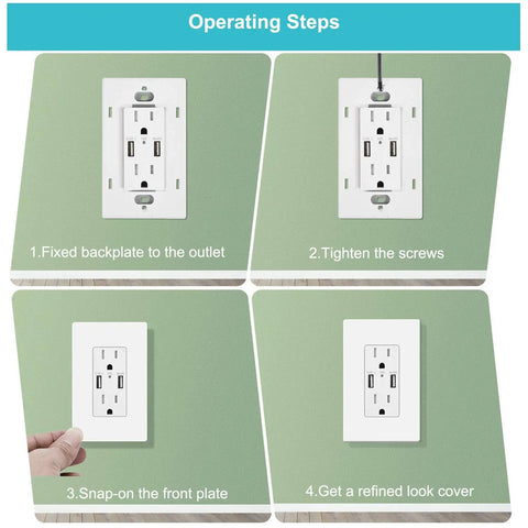 Operating steps for installing 20 Pack 1 Gang Screwless Wall Plate Covers For Light Switches Dimmers GFCI And USB Outlets