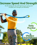 Golfer using Rope Golf Swing Trainer Set For Indoor And Outdoor Practice With Swing Correcting Arm Band And Weighted Ball Blue
