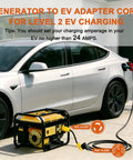 Badass Heavy Duty Nema L6-30p To 14-50r Ev Charger Adapter Cord connecting generator to Tesla for EV charging.