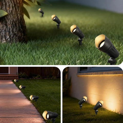 Low Voltage LED Landscape Spotlights 12V Garden Lights With Connectors 7.5W 3000K illuminating trees and pathways