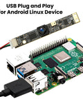 8MP Ultra HD USB Camera With Built In Microphone For 3D Printers, Crystal Clear 3264x2448 At 30fps, 105 Degree Wide Angle, Lightburn Compatible, shown with Raspberry Pi