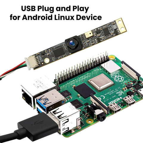 8MP Ultra HD USB Camera With Built In Microphone For 3D Printers, Crystal Clear 3264x2448 At 30fps, 105 Degree Wide Angle, Lightburn Compatible, shown with Raspberry Pi