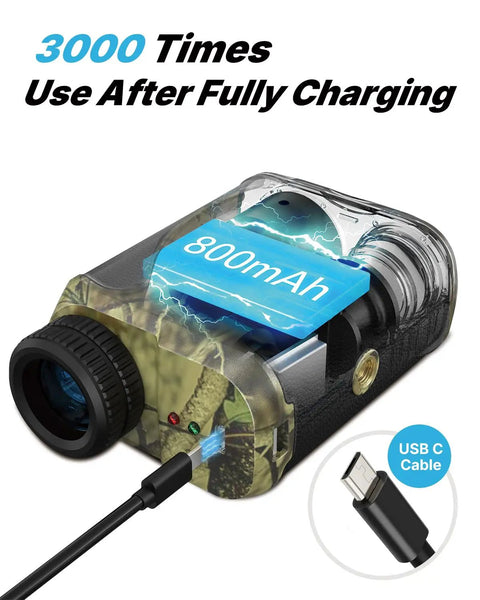 Precision Hunting Rangefinder With Laser Optics For Bow Rifle Shooting Featuring Dead On Angle Measurements Target Lock Vibration Alerts Lightning Fast Scanning Rechargeable Battery Power And Durable Carry Case Included