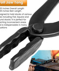Close-up of Wolf Jaw Tong from Beefy Pro Grade Knife Making Tongs And Hammer Set holding stock material.